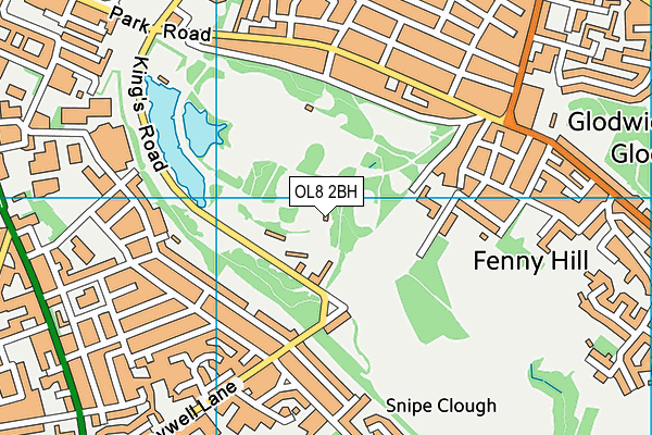 Alexandra Park (Oldham) map (OL8 2BH) - OS VectorMap District (Ordnance Survey)