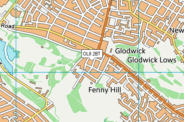 OL8 2BT map - OS VectorMap District (Ordnance Survey)