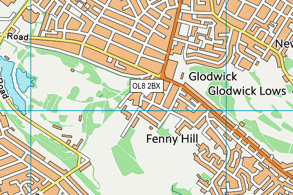 OL8 2BX map - OS VectorMap District (Ordnance Survey)