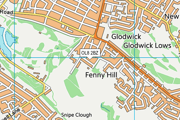 OL8 2BZ map - OS VectorMap District (Ordnance Survey)