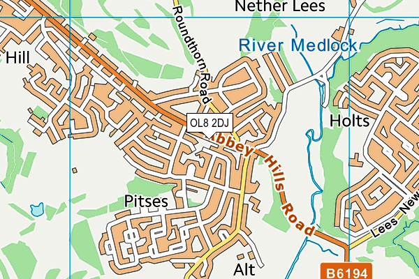 OL8 2DJ map - OS VectorMap District (Ordnance Survey)