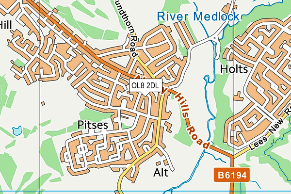 OL8 2DL map - OS VectorMap District (Ordnance Survey)