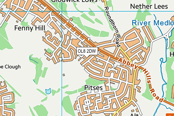 OL8 2DW map - OS VectorMap District (Ordnance Survey)