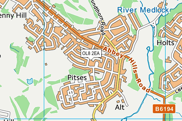 OL8 2EA map - OS VectorMap District (Ordnance Survey)