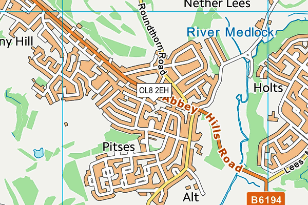 OL8 2EH map - OS VectorMap District (Ordnance Survey)