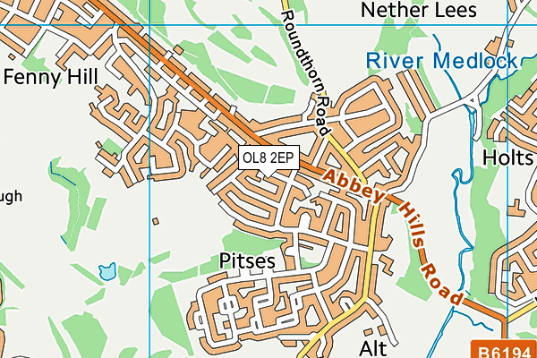 OL8 2EP map - OS VectorMap District (Ordnance Survey)