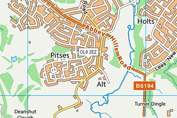 OL8 2EZ map - OS VectorMap District (Ordnance Survey)