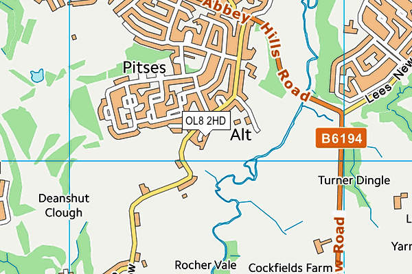 OL8 2HD map - OS VectorMap District (Ordnance Survey)