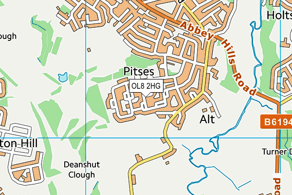 OL8 2HG map - OS VectorMap District (Ordnance Survey)