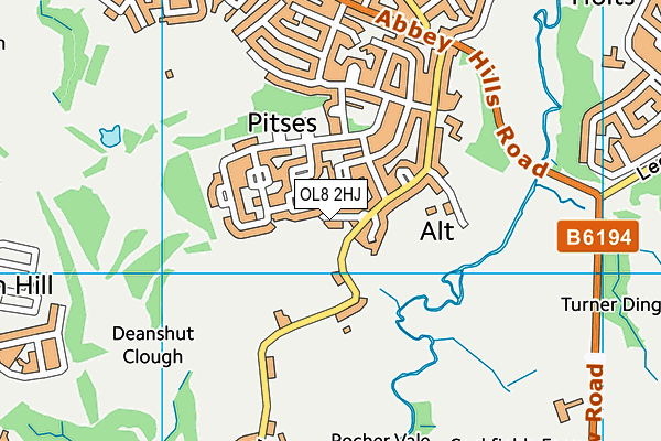 OL8 2HJ map - OS VectorMap District (Ordnance Survey)