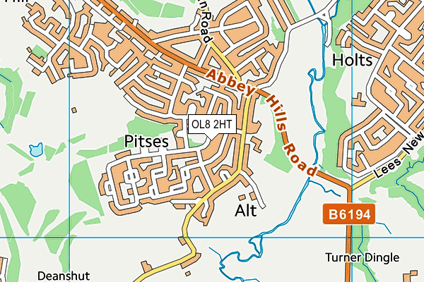 OL8 2HT map - OS VectorMap District (Ordnance Survey)