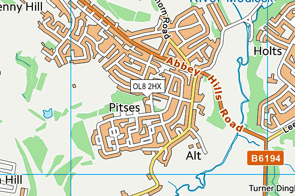 OL8 2HX map - OS VectorMap District (Ordnance Survey)