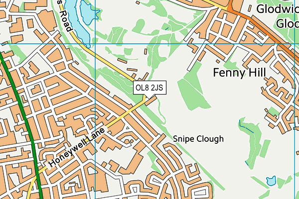 OL8 2JS map - OS VectorMap District (Ordnance Survey)