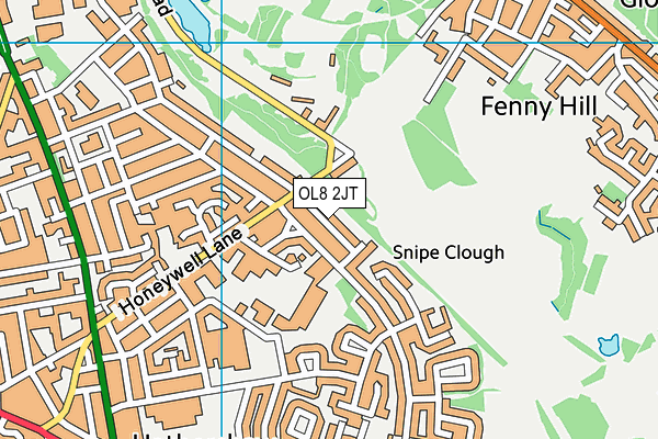 OL8 2JT map - OS VectorMap District (Ordnance Survey)