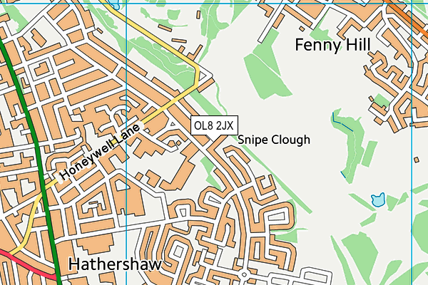 OL8 2JX map - OS VectorMap District (Ordnance Survey)