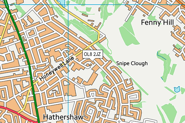 OL8 2JZ map - OS VectorMap District (Ordnance Survey)