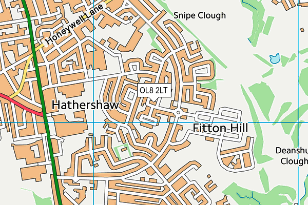 OL8 2LT map - OS VectorMap District (Ordnance Survey)