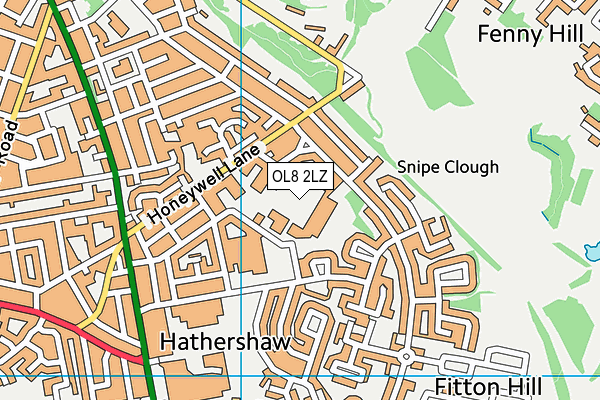 OL8 2LZ map - OS VectorMap District (Ordnance Survey)
