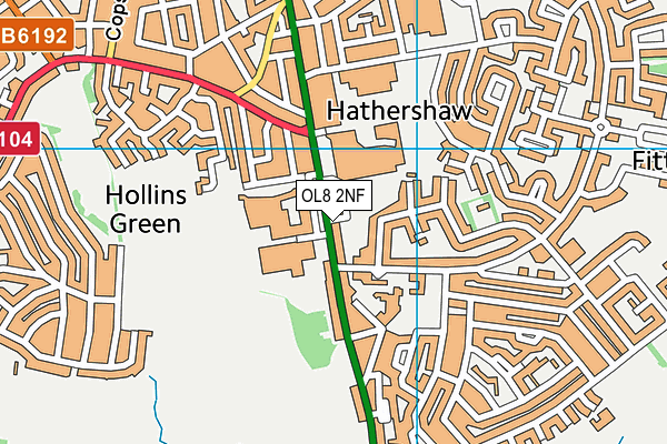 OL8 2NF map - OS VectorMap District (Ordnance Survey)