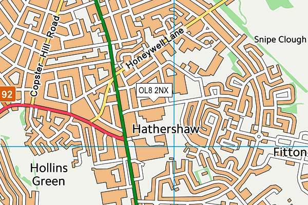 OL8 2NX map - OS VectorMap District (Ordnance Survey)