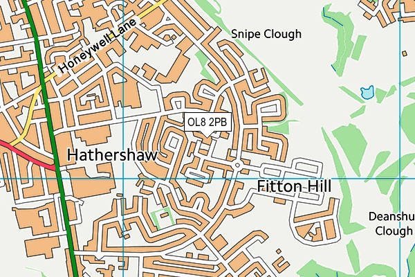 OL8 2PB map - OS VectorMap District (Ordnance Survey)