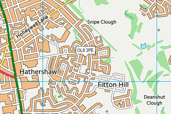 OL8 2PE map - OS VectorMap District (Ordnance Survey)