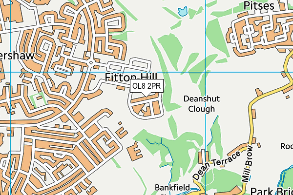 OL8 2PR map - OS VectorMap District (Ordnance Survey)