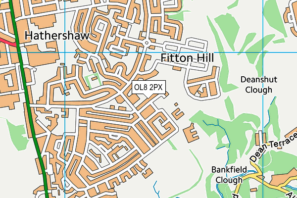 OL8 2PX map - OS VectorMap District (Ordnance Survey)