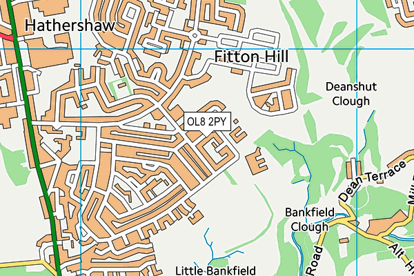 St Martin's C Of E Primary School (Oldham) map (OL8 2PY) - OS VectorMap District (Ordnance Survey)