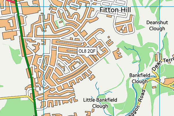 OL8 2QF map - OS VectorMap District (Ordnance Survey)