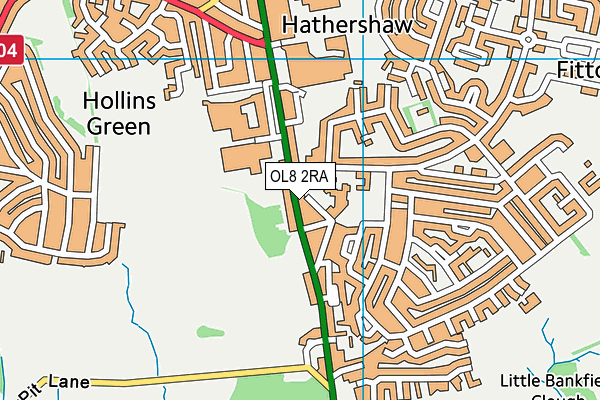 OL8 2RA map - OS VectorMap District (Ordnance Survey)