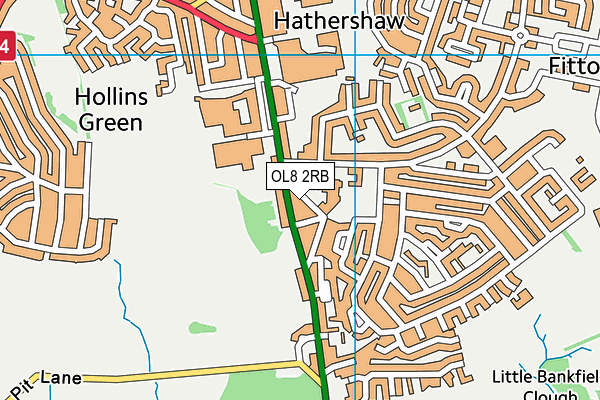 OL8 2RB map - OS VectorMap District (Ordnance Survey)