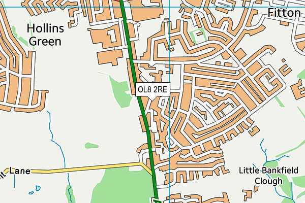 OL8 2RE map - OS VectorMap District (Ordnance Survey)