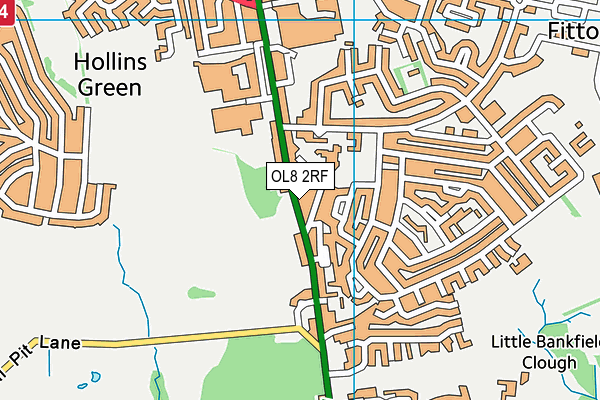 OL8 2RF map - OS VectorMap District (Ordnance Survey)