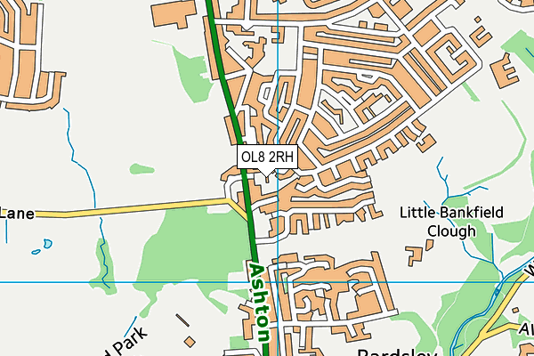 OL8 2RH map - OS VectorMap District (Ordnance Survey)