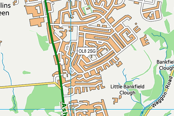 OL8 2SG map - OS VectorMap District (Ordnance Survey)