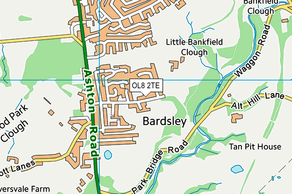 OL8 2TE map - OS VectorMap District (Ordnance Survey)