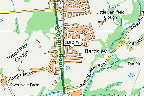 OL8 2TW map - OS VectorMap District (Ordnance Survey)