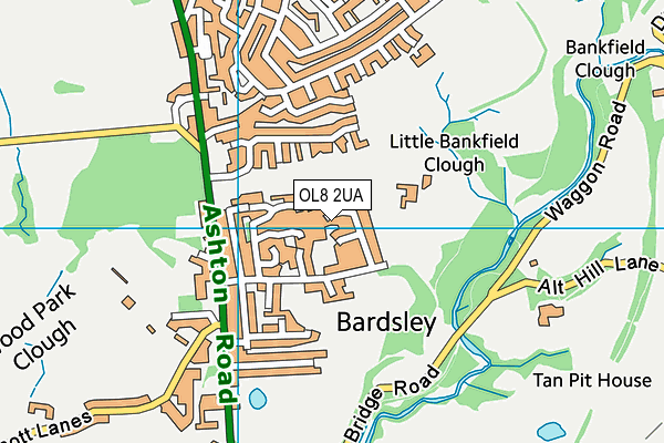 OL8 2UA map - OS VectorMap District (Ordnance Survey)