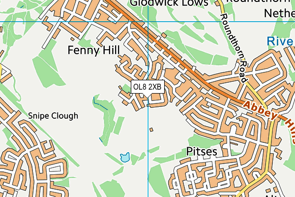 OL8 2XB map - OS VectorMap District (Ordnance Survey)