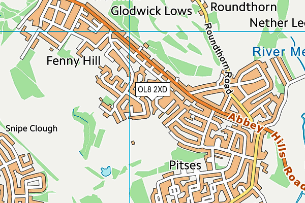 OL8 2XD map - OS VectorMap District (Ordnance Survey)