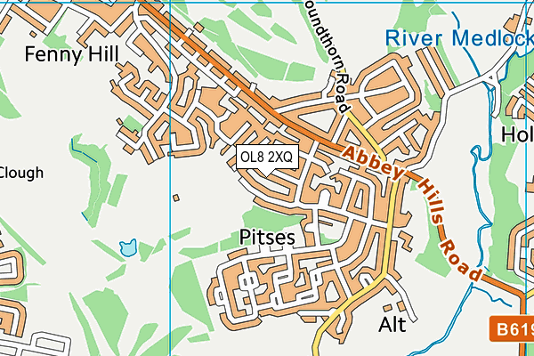 OL8 2XQ map - OS VectorMap District (Ordnance Survey)