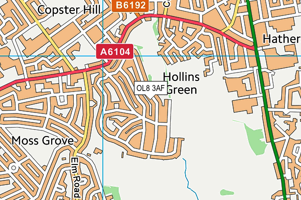 OL8 3AF map - OS VectorMap District (Ordnance Survey)