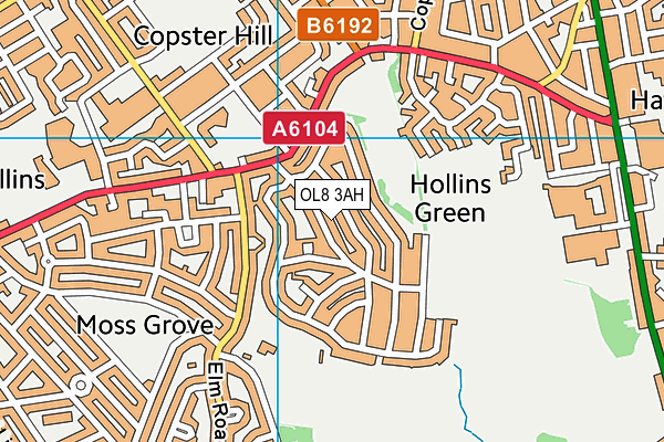 OL8 3AH map - OS VectorMap District (Ordnance Survey)