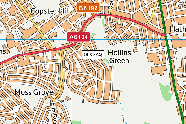 OL8 3AQ map - OS VectorMap District (Ordnance Survey)