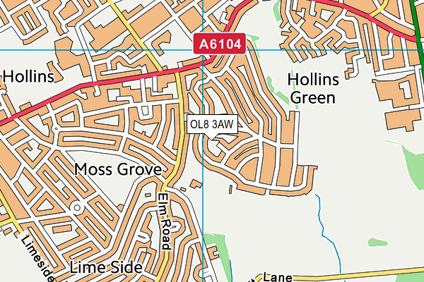 OL8 3AW map - OS VectorMap District (Ordnance Survey)