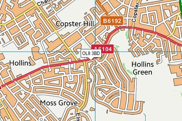 OL8 3BD map - OS VectorMap District (Ordnance Survey)