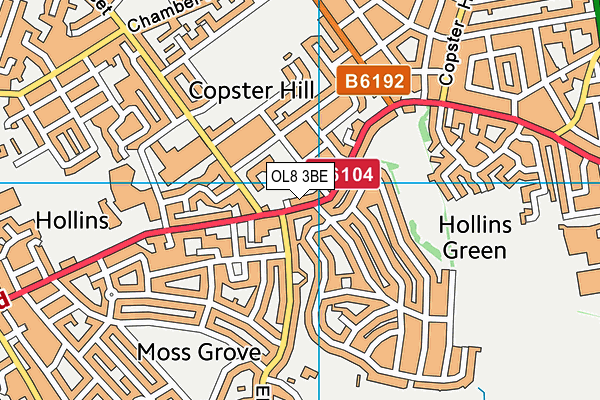 OL8 3BE map - OS VectorMap District (Ordnance Survey)