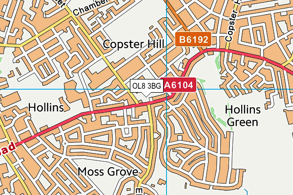 OL8 3BG map - OS VectorMap District (Ordnance Survey)