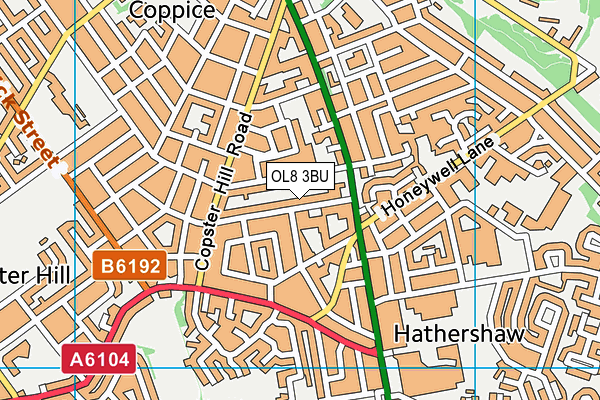 OL8 3BU map - OS VectorMap District (Ordnance Survey)
